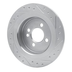 Mini Cooper Clubman Brake Rotor (1) - Rear Left - R1 Concepts - Drilled & Slotted - Silver - `09-`14